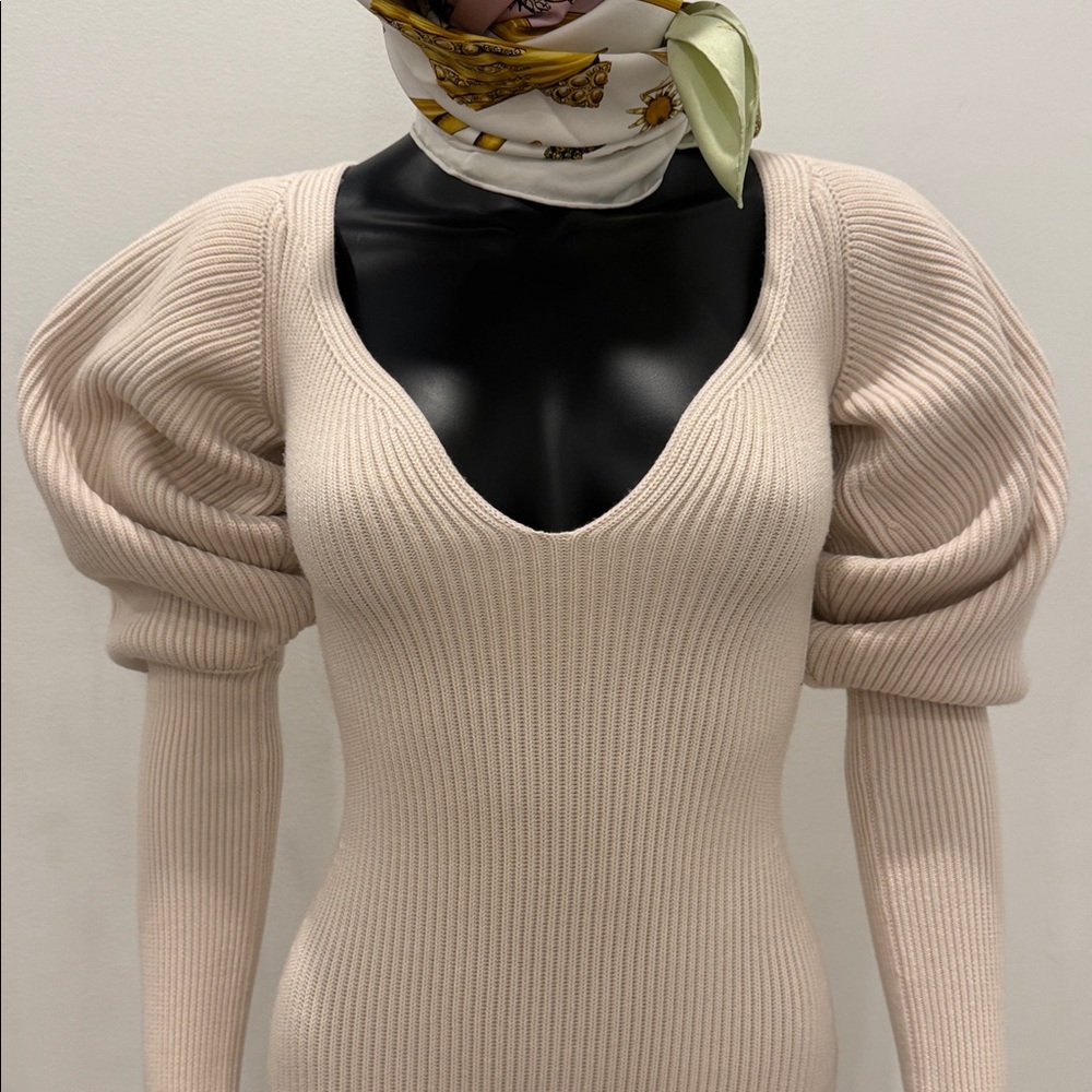 NEW Khaite Carolyn Bessette Style Sculptural Wool Knit Dress XS Bergdorf Goodman - Picture 5 of 16